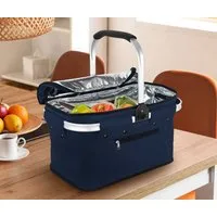 Ebaxx Einkaufskorb Alu Thermo Korb Klapp Kühltasche faltbar Picknick Camping Grau Blau