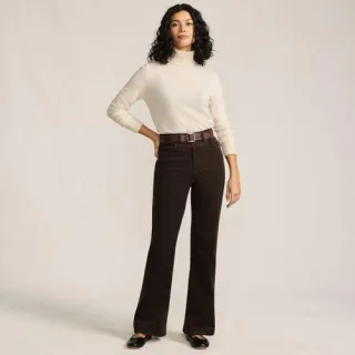 Feincord-Schlaghose High Waist für Damen in Petite-Größe, Damen, size: petite, Braun, by Lands' End