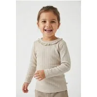 Lil' Atelier Langarmshirt NMFRACHEL NIS LS SLIM TOP LIL NOOS Baumwollmischung, Rüschen