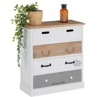 CARO-Möbel Kommode SALVA, Schubladenschrank mit 4 Schubladen Vintage Shabby Chic weiß