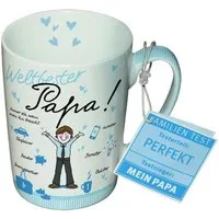 PPD Becher PPD Tasse, Muttertag, Vatertag, Hochzeitstag, Valentinstag, Liebe, 1-tlg., Porzellan : Weltbester mein Papa, Familien, Test, Total, Lieb Kollektion/ Ideal als Geschenk