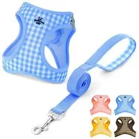 Ledander Hunde-Geschirr Hundegeschirr Leine Set für Hunde, Atmungsaktive Step-In Geschirr, aus Mesh mit gepolsterter Weste Anti Zug Reflektierend Verstellbar