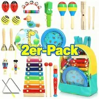 POPOLIC Spielzeug-Musikinstrument 24 Stück Instruments Percussion Holzspielzeug, (2-teiliges Set, 2 tlg., Perfektes Geschenk für Jungen und Mädchen ab 3 Jahren), Kinderspielzeug Geschenke für Kleinkinder