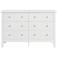 Homfa Kommode 133 cm breit Sideboard Schubladenschrank, mit 6 Schubladen, Landhaus, weiß, 133x45x79,5 cm