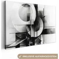 OneMillionCanvasses® Leinwandbild Abstrakt - Kunst - Modern - Schwarz und weiß, Fotodruck (1 St), Leinwand Bilder Klein, Wand Dekoration Aesthetic 30x20 cm