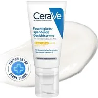Cerave Gesichtspflege Feuchtigkeitscreme mit LSF 50, für trockene bis sehr trockene Haut, Tagescreme mit Hyaluron und 3 essenziellen Ceramiden