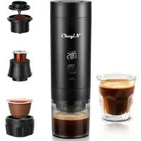CkeyiN Reisekaffeemaschine Tragbare Espressomaschine für Kapseln/Pulver/Tee, 0,2l Kaffeekanne, Korbfilter, 3 in 1 Camping-Kaffeemaschine