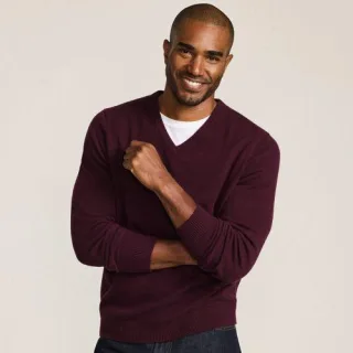 Kaschmirpullover mit V-Ausschnitt, Herren, size: regular, Rot, Kaschmir, by Lands' End