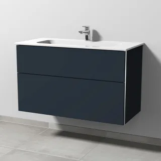 Sanipa 3way Keramik-Set Design Keramik-Waschtisch und Unterbau mit 2 Auszügen, Marine-Matt BP4811R