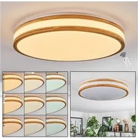 hofstein Deckenleuchte Deckenpanel aus Metall/Kunststoff/Bambus in Weiß/Natur, LED wechselbar, 3000-6500 Kelvin