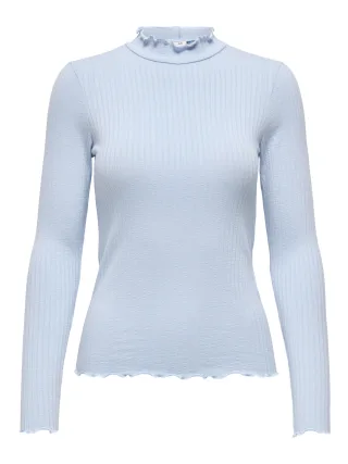 JDY - JDYFRANSISKA LIFE L/S HI-NCK TOP JR NOOS Kentucky Blue - Gr. - M