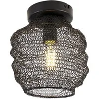 Qazqa Deckenleuchte Nidum, ohne Leuchtmittel, Warmweiß, QAZQA Deckenleuchte, e27, Schwarz, Stahl, Orientalisch