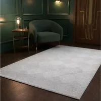 Vimoda Designteppich Wohnzimmer Boho Design 3D Raute Hoch-Tief-Effekt, Rechteckig, Höhe: 11 mm, Teppich 3D kariert für Esszimmer, Flur & Schlafzimmer