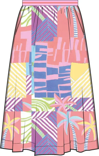 Milano Italy - Midiskirt w elastic waistband colorful print - Gr. - 44
