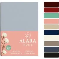 ALARA HOME Spannbettlaken 180x200 Baumwolle 100% Spannbetttuch Bettlaken Jersey 140x200, 90x200, Spannbetttuch,145 g/m², Topper,Rundumgummi, Atmungsaktiv