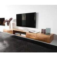 DELIFE Lowboard New, Live-Edge Akazie Natur 240 cm 4 Türen 1 Fach schwebend Lowboard