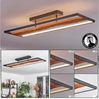 hofstein Deckenleuchte dimmbare Deckenlampe aus Metall/Holz/Kunststoff in Schwarz/Natur/Weiß, 3000 Kelvin, 6600 Lumen, LED 48 Watt, dimmbar über Lichtschalter