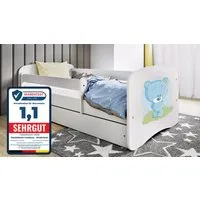 Raumhirsch Furniture Kinderbett 70x140, 80x160, 80x180 cm - Komplettset mit Matratze & Schublade (Bett für Mädchen, Einzelbett Kinder 2–12, mit Rausfallschutz & Lattenrost), verschiedene Farben & Designs