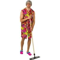 Karneval-Klamotten Kostüm Putzfrau Hausfrau Kittelschürze Herren Karneval, Alte Oma Schürze Zimmermädchen Erwachsene Herren Karnevalskostüm