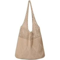 Bwecuy Strandtasche Damen Sommer Boho, Gestrickte Tasche Beach Bag Netz Strandbeutel, Häkeltasche Mesh Gehäkelt Handtasche, Umhängetasche