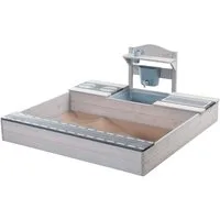 roba® Sandkasten 117 x 118 x 54 cm, mit Matschküche, grau