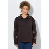 Ulla Popken Sweatjacke Sweatjacke Sterne Troyerkragen Langarm
