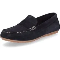 MIDS MIRELLA Damen Mokassin navy, Slipper aus Rauleder mit Leder-Innensohle und Gummisohle