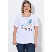 Ulla Popken T-Shirt T-Shirt Möwe Classic Carré-Ausschnitt Halbarm