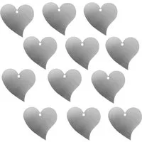 Rostikal Hängedekoration Metall Herzen Deko zum selbst gestalten als Geschenk und Hochzeitsdeko (12er Set, 12 St., 12x Metall Herz), Unbehandeltes Metall