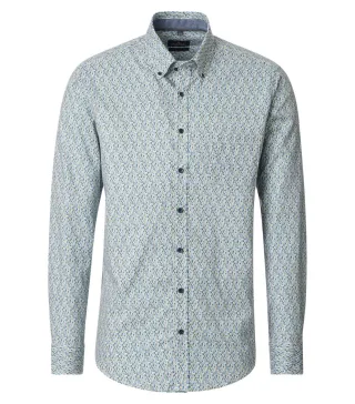 CASAMODA - Gemustertes Langarmhemd blau/grün - Gr. - XXL