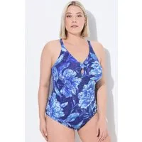 Ulla Popken Badeanzug Badeanzug Blüten Softcups Zierknoten