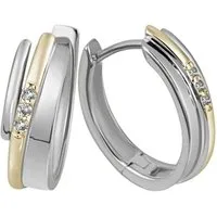 Firetti Paar Creolen Schmuck Geschenk Silber 925 Klappcreole bicolor glitzernd, mit Zirkonia (synth)