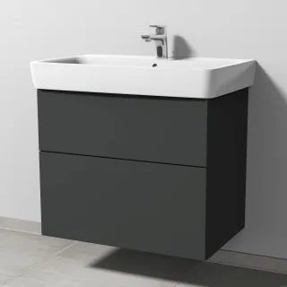 Sanipa 3way Waschtischunterbau zu Geberit Renova Plan Waschtisch mit 2 Auszügen, Graphit-Matt SP8781B
