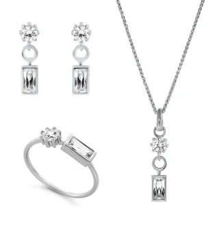 Orphelia 'Madelyn' Damen 925 Sterling Silber Set: Halskette + Ohrringe + Ring - Silber SET-7583