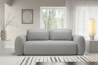 Sofa 3-Sitzer mit Schlaffunktion GASTON in Stoff Puente Hellgrau