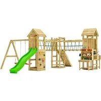 FUNGOO Spielturm Maxi Funny Optimizer, mit Rutsche, Schaukeln, Kletterwand + Seilbrücke, Made in Europe