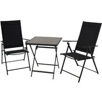 DEGAMO Balkonset MILANO, (Set, 3-teilig), Metall anthrazit, Bezug schwarz, Tischplatte Kunstholz