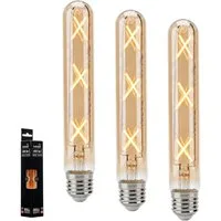 hofstein LED-Leuchtmittel 3er Set Glühbirne Extra Warmweiß dimmbar 5 Watt, 2200 Kelvin, 450 Lumen, Röhre Vintage, Filament, Amber