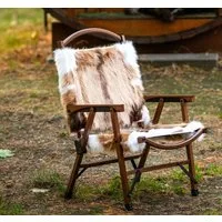 TSE Campingstuhl ANIFURRY Holz Campingstuhl Luxus mit Kunstfell klappbar Outdoor