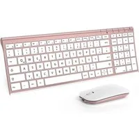 Seenda WGJP-031B Tastatur Maus Set Kabellos Wiederaufladbare Aluminium Tastatur- und Maus-Set, (für PC/Laptop/Smart TV, 1200 DPI), Ultradünne und Leise Funktastatur mit Maus