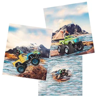 Digital-Baumwoll-Jersey-Coupon "Monstertruck" mit Elasthan