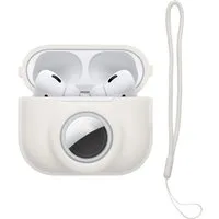 kwmobile Kopfhörer-Schutzhülle 2-in1 Schutzhülle für Apple Airpods Pro 2 Hülle, Weiches Silikon Cover - Schutzhülle mit Karabiner mit Airtag Case