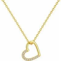 Felino Herzkette Halskette Herz Diamanten Schmuck Damen Frauen 925 Silber Gold Rose (1-tlg), Verstellbare Halskette mit Herz Anhänger