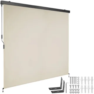 tectake Senkrechtmarkise, Beige, Textil, 200x250 cm, CE, Sonnen- & Sichtschutz, Sichtschutz Garten, Balkon Sichtschutze