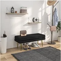 HOMCOM Sitzbank Polsterbank mit Stauraum, Samtoptik, Schuhbank, Aufbewahrungsbank (Bettbank mit Stahlbeine, 1-St., Polsterbank mit Stauraum), für Wohnzimmer, Schlafzimmer, Schwarz, 100 x 37,5 x 42 cm