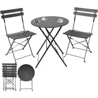 Albatros International Balkonset Bistroset3-teilig Schwarz Bistrotisch 2 Stühle und Tisch aus Metall, (optimal als Balkonmöbel Set oder Gartenmöbel in modernem Design, Schwarz), klappbare Stühle und Tisch aus robustem Metall