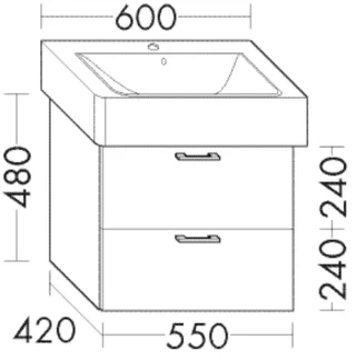 Burgbad Waschtischunterschrank Sys30 PG1 Aqua 480x550x420 Eiche Dekor Cashmere, WUMK055F2240 WUMK055F2240