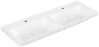 Villeroy & Boch Subway 3.0 Schrank-Doppelwaschtisch, 1300 x 470 x 165 mm, Stone White CeramicPlus, o 4A71D1RW