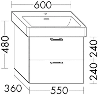 Burgbad Waschtischunterschrank Sys30 PG2 Echo 480x550x360 Frassino Dekor Cappuccino, WWMG055F3163 WWMG055F3163