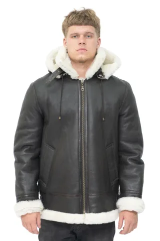B3-Fliegerjacke aus Schafsleder mit Kapuze für Herren – Columbus